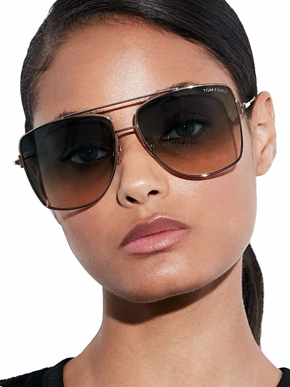 Tom Ford Reggie TF838 01B Gradient Black/Yellow Sunglasses, Authentic